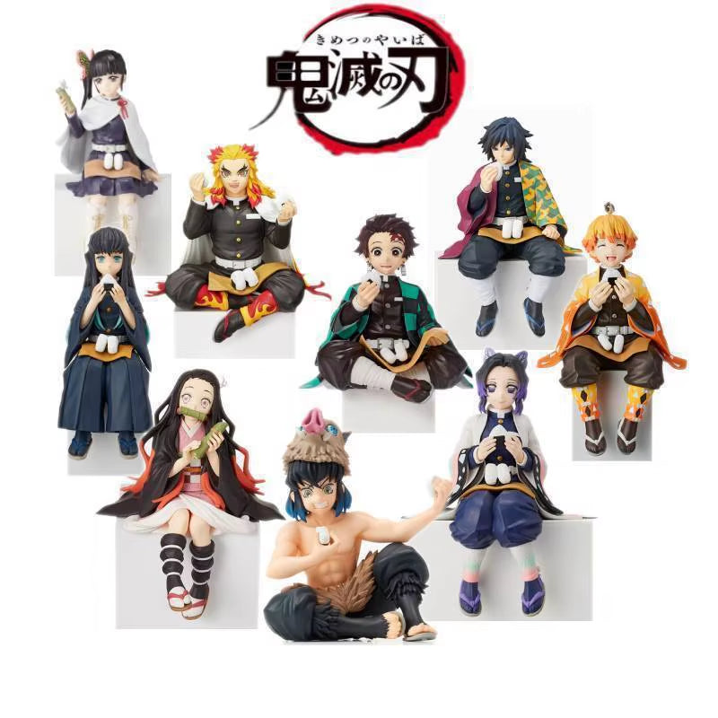 Kimetsu No Yaiba - Rice Ball Tanjiro Nezuko Zenitsu Decorations for Desktop PC Case and Car Anime Figure Model Doll Toy Gift