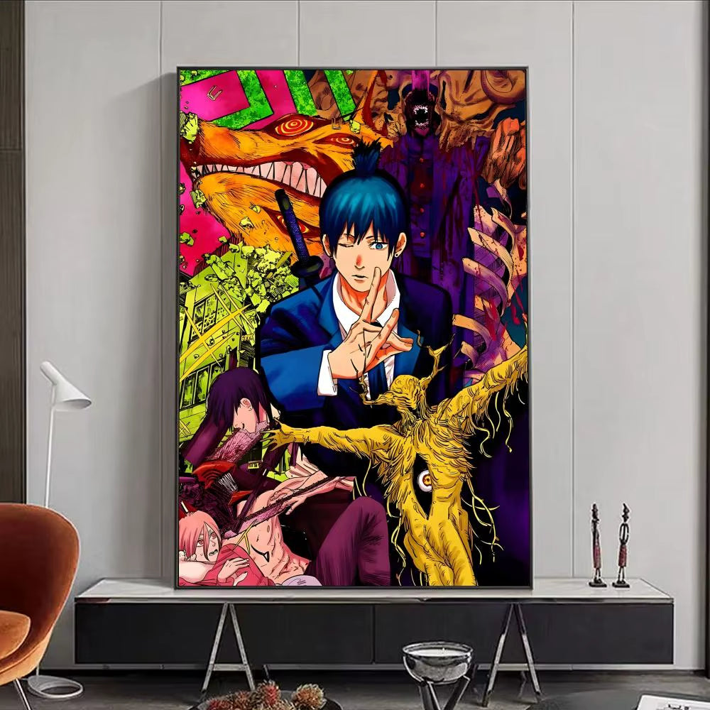 Chainsaw Man Anime Poster HD Self Adhesive Waterproof Wall Art Ideal for Home Office Dorm Bedroom Great Gift
