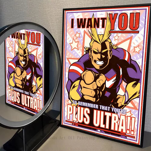 All Might Anime Poster Selfadhesive Waterproof Wall Art for Coffee House Bar Room Decor Home Decor Sticker Paper