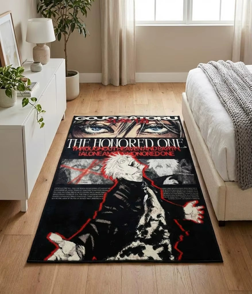 Jujutsu Kaisen Gojo Satoru Irregular Anime Rug Non-Slip Washable Area Carpet for Room Decor Fans Gift