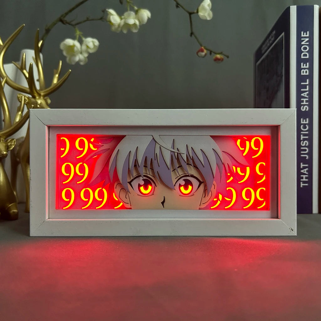 Anime Figures Hunter X Hunter Killua Light Box for Bedroom Decoration Manga Paper Carving Lamp for Children'S Room Hxh Face Eyes
