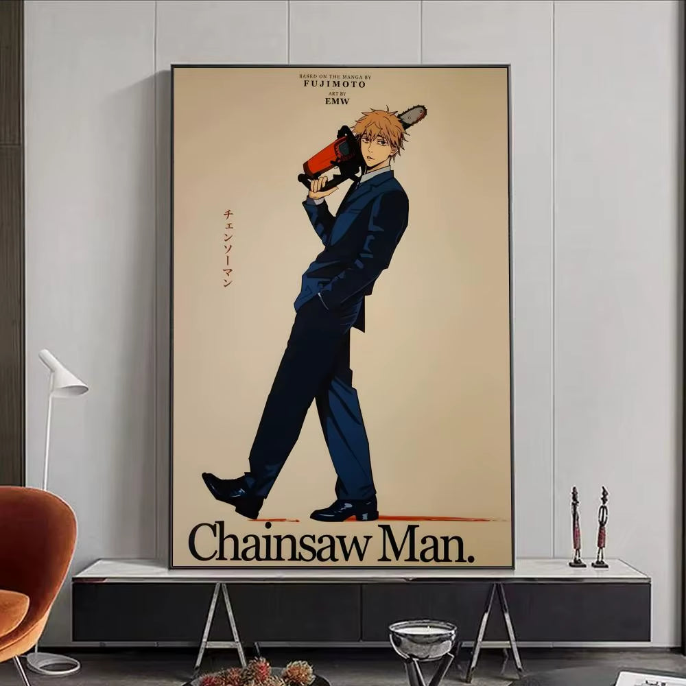 Chainsaw Man Anime Poster HD Self Adhesive Waterproof Wall Art Ideal for Home Office Dorm Bedroom Great Gift