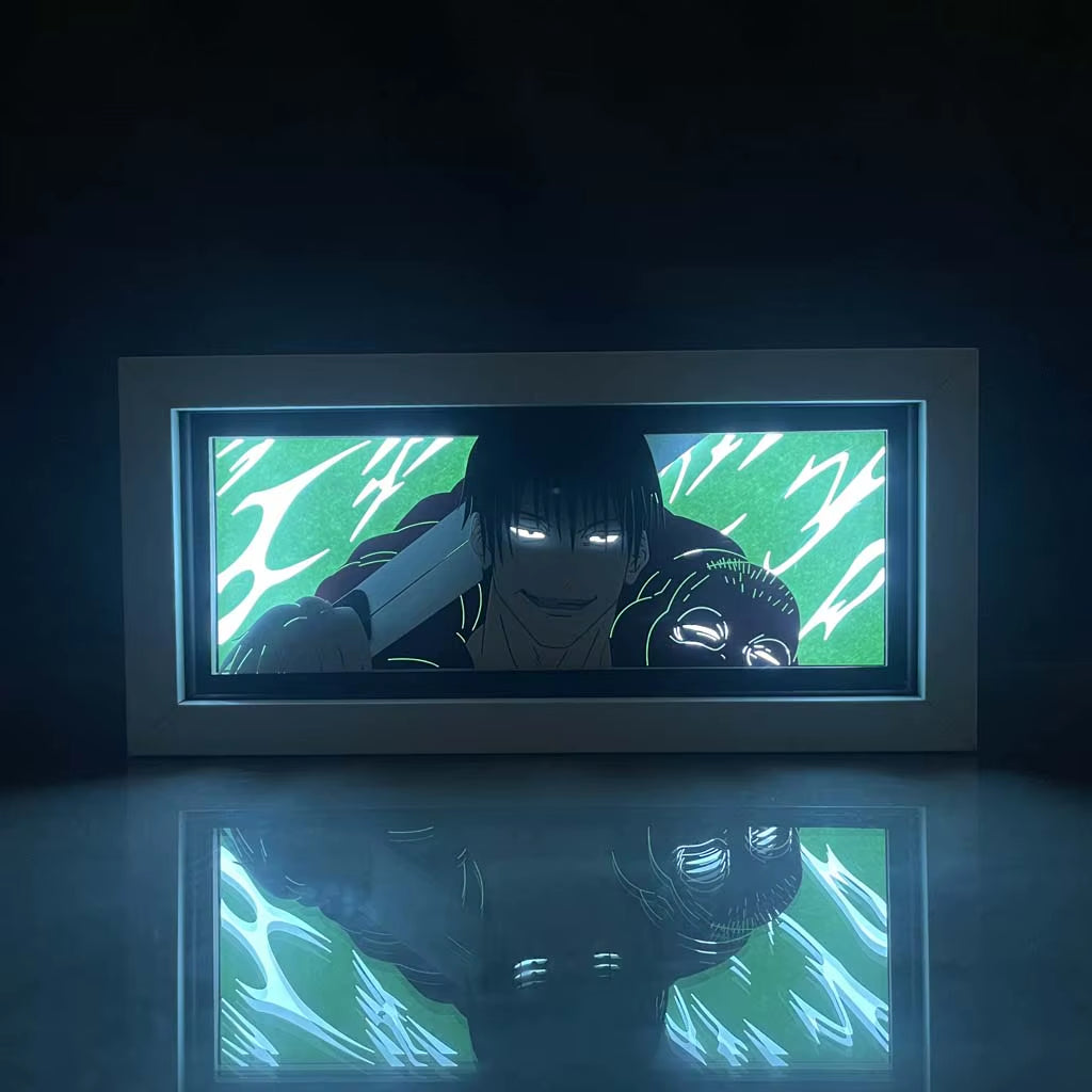 Anime Light Box Jujutsu Kaisen Toji Fushiguro Lamp for Room Decor Led Night Light Lightbox Manga 3D Paper Cut Desk Lamp Wood