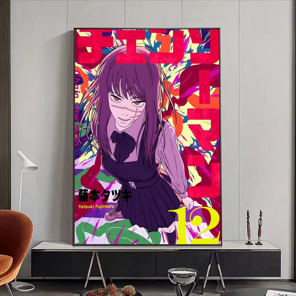 Chainsaw Man Anime Poster HD Self Adhesive Waterproof Wall Art Ideal for Home Office Dorm Bedroom Great Gift