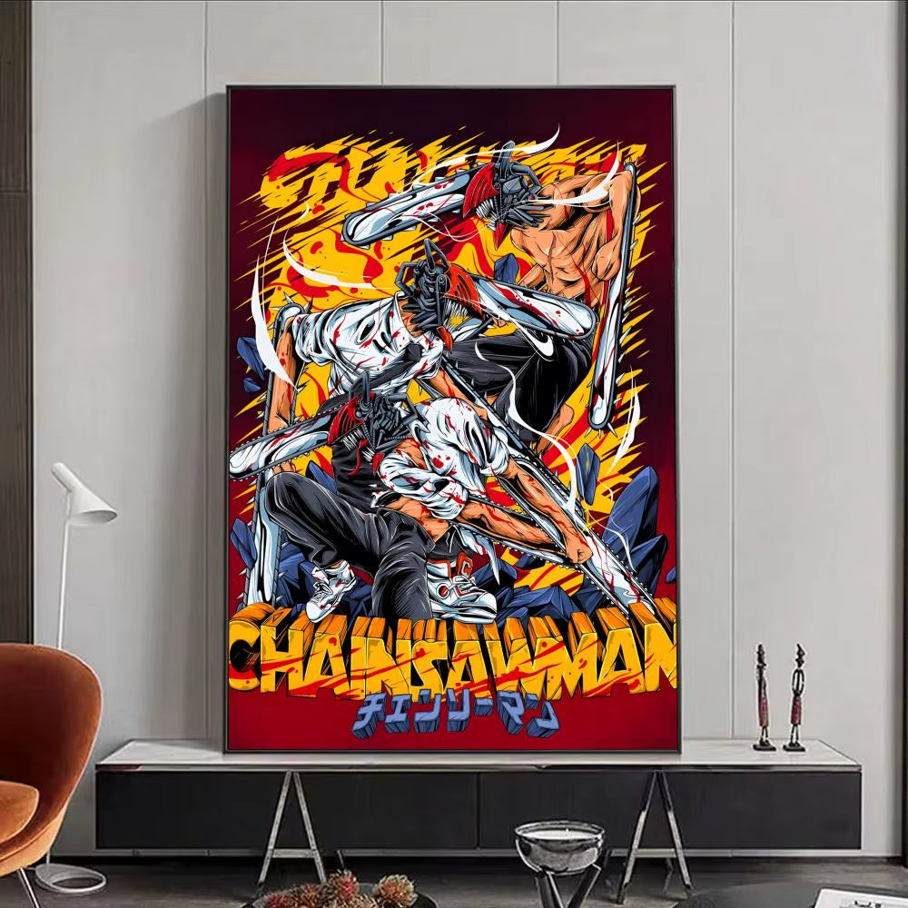 Chainsaw Man Anime Poster HD Self Adhesive Waterproof Wall Art Ideal for Home Office Dorm Bedroom Great Gift