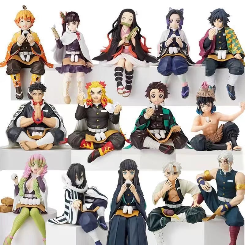 Kimetsu No Yaiba - Rice Ball Tanjiro Nezuko Zenitsu Decorations for Desktop PC Case and Car Anime Figure Model Doll Toy Gift
