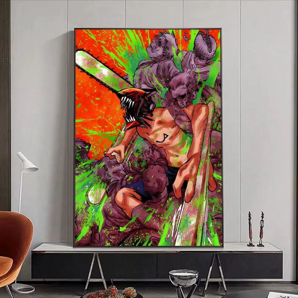 Chainsaw Man Anime Poster HD Self Adhesive Waterproof Wall Art Ideal for Home Office Dorm Bedroom Great Gift