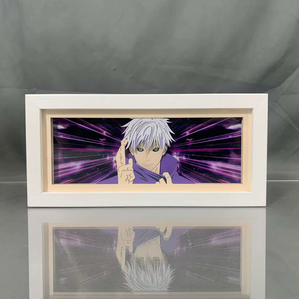 Anime LED Night Light Box Jujutsu Kaisen Satoru Gojo for Kids Room Decoration Nightlight Lightbox Manga 3D Paper Cut Desk Lamp