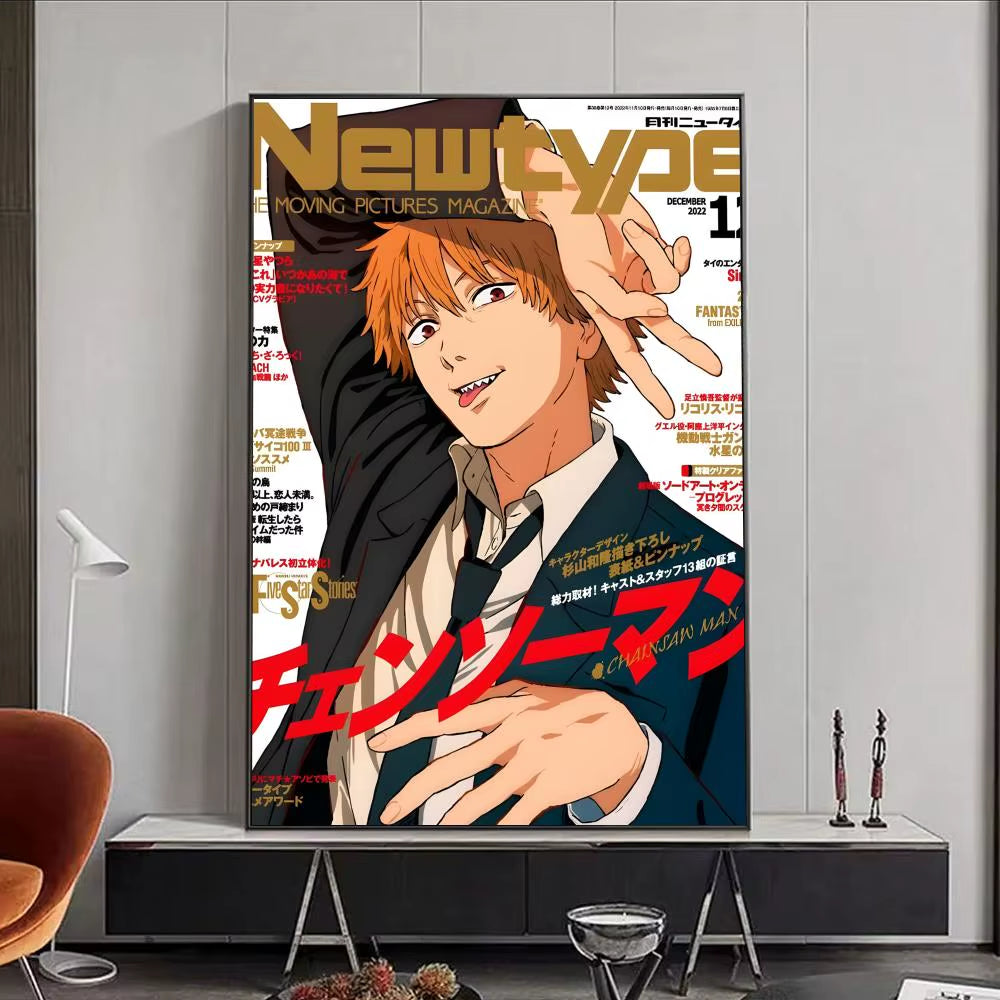 Chainsaw Man Anime Poster HD Self Adhesive Waterproof Wall Art Ideal for Home Office Dorm Bedroom Great Gift