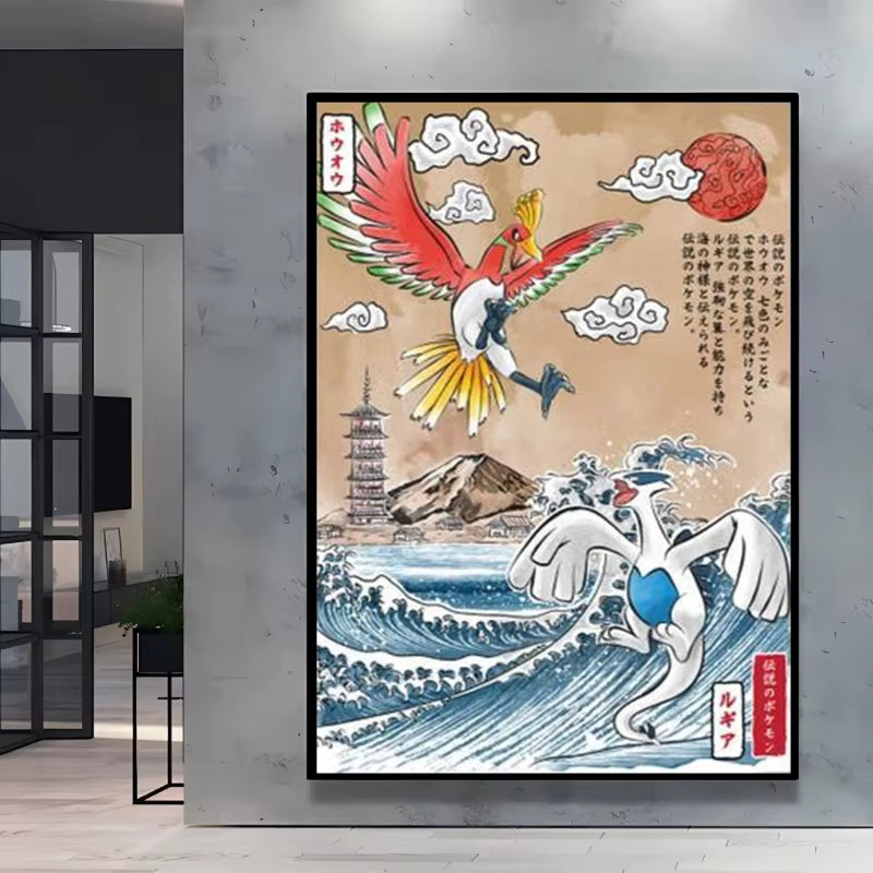 High Quality Canvas Pokemon Charizard Classic Anime Posters Hd Cartoon Character Images Spray Painting Home Decor Holiday Gift