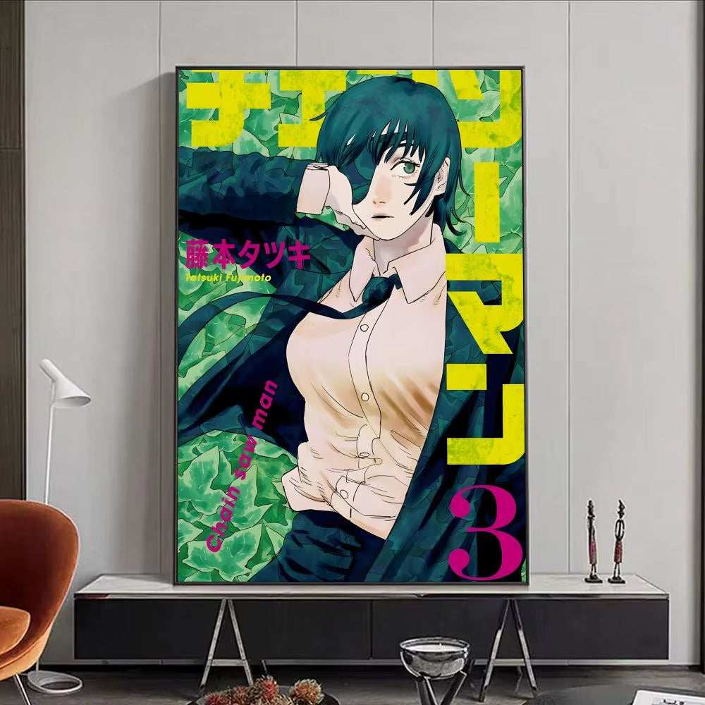 Chainsaw Man Anime Poster HD Self Adhesive Waterproof Wall Art Ideal for Home Office Dorm Bedroom Great Gift