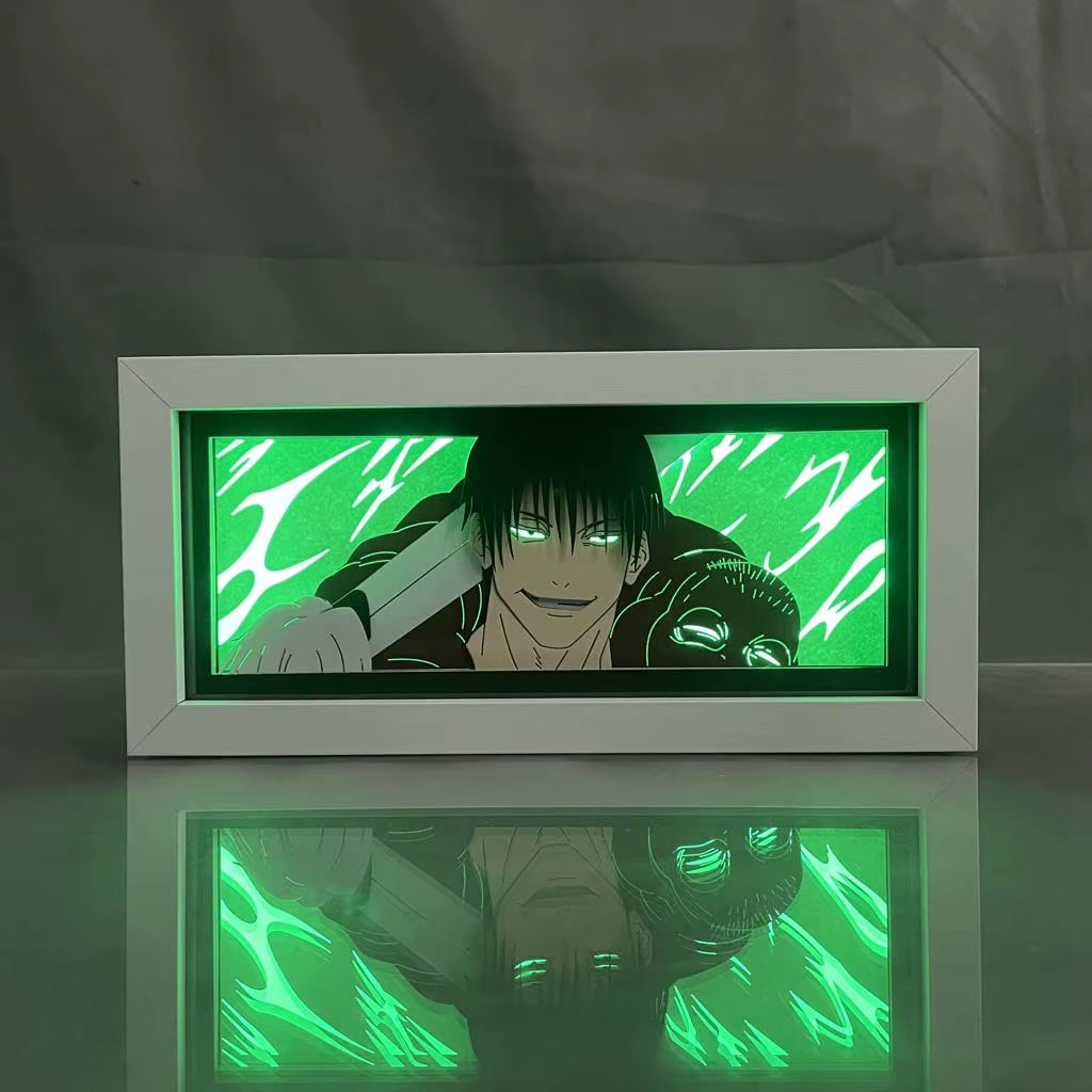 Anime Light Box Jujutsu Kaisen Toji Fushiguro Lamp for Room Decor Led Night Light Lightbox Manga 3D Paper Cut Desk Lamp Wood