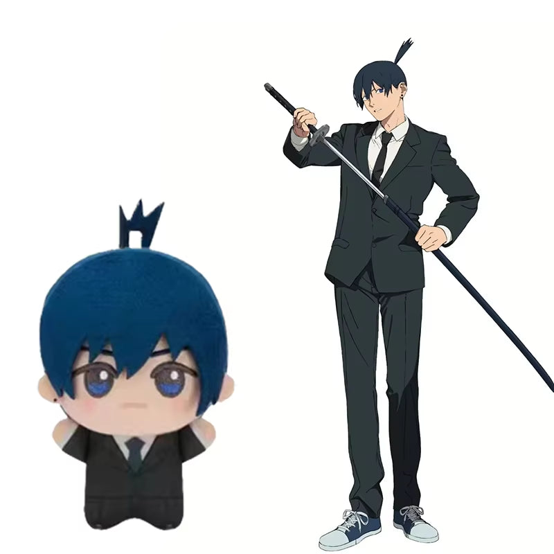 12CM Kawaii Anime Chainsaw Beam Plush Toy Cosplay Anime Cartoon Peripheral Soft Cute Figure Idol Pendant Fans Collect Kids Gifts
