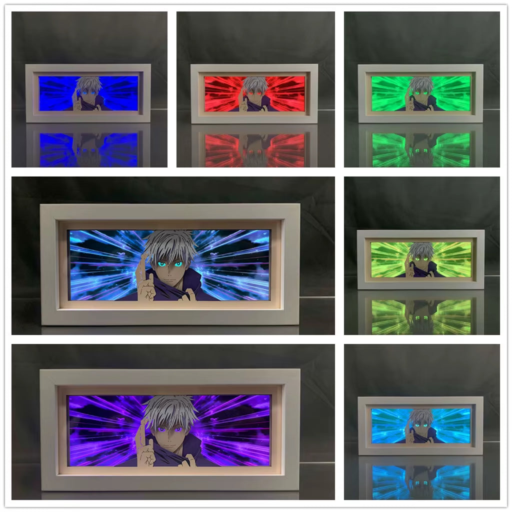 Anime LED Night Light Box Jujutsu Kaisen Satoru Gojo for Kids Room Decoration Nightlight Lightbox Manga 3D Paper Cut Desk Lamp