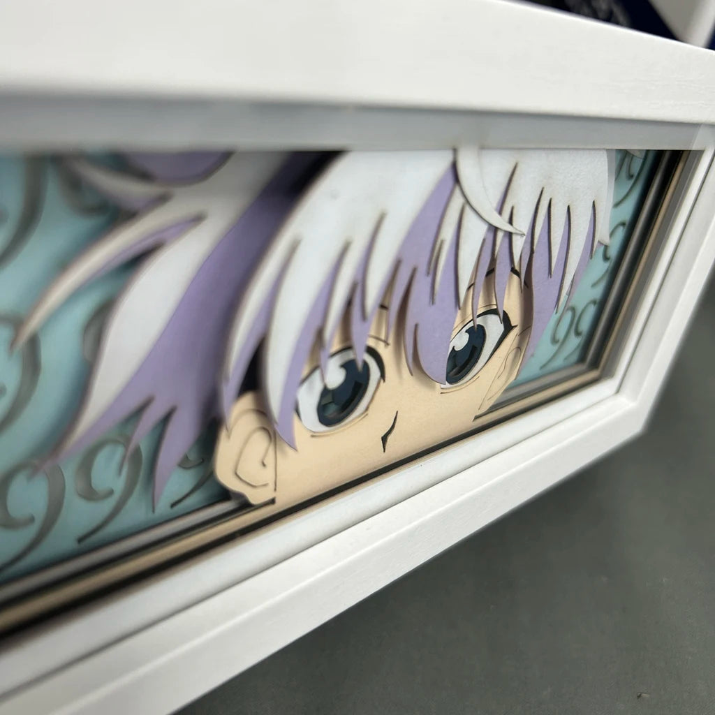 Anime Figures Hunter X Hunter Killua Light Box for Bedroom Decoration Manga Paper Carving Lamp for Children'S Room Hxh Face Eyes