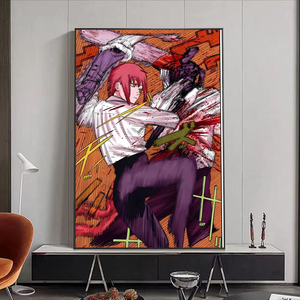 Chainsaw Man Anime Poster HD Self Adhesive Waterproof Wall Art Ideal for Home Office Dorm Bedroom Great Gift