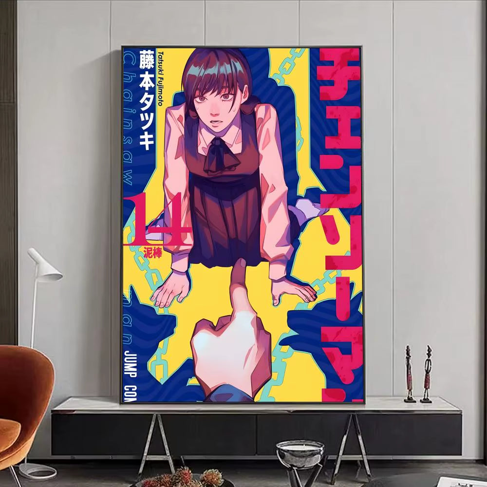 Chainsaw Man Anime Poster HD Self Adhesive Waterproof Wall Art Ideal for Home Office Dorm Bedroom Great Gift