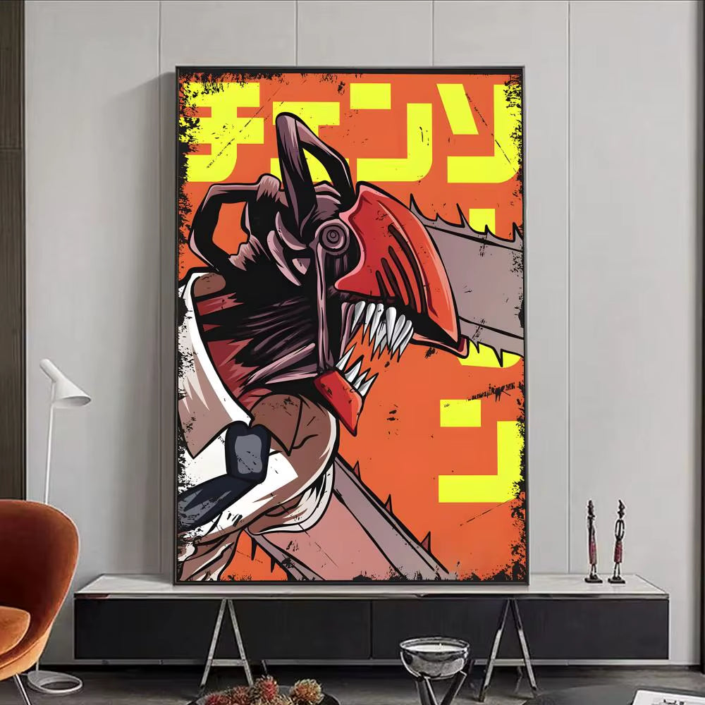 Chainsaw Man Anime Poster HD Self Adhesive Waterproof Wall Art Ideal for Home Office Dorm Bedroom Great Gift