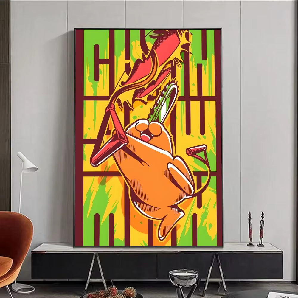 Chainsaw Man Anime Poster HD Self Adhesive Waterproof Wall Art Ideal for Home Office Dorm Bedroom Great Gift