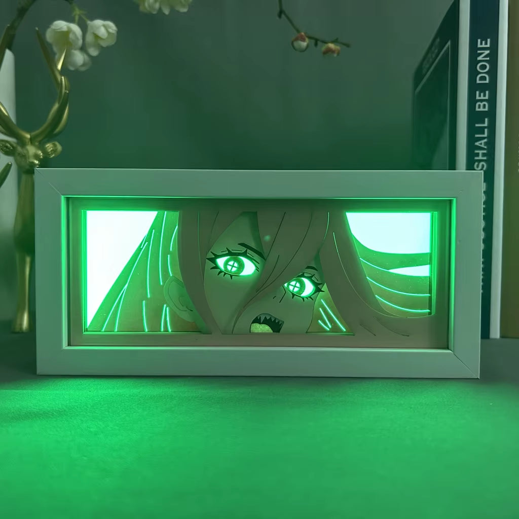 Anime Led Night Light Box Chainsaw Man Power for Hoom Decor Nightlight Paper Cut Shadow Box Manga Gifts for Girls Manga Lightbox