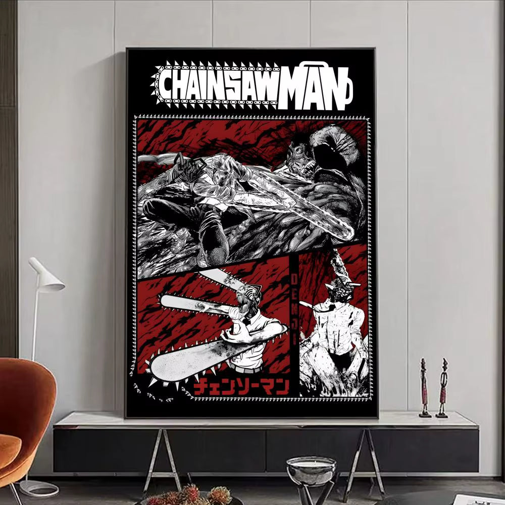Chainsaw Man Anime Poster HD Self Adhesive Waterproof Wall Art Ideal for Home Office Dorm Bedroom Great Gift