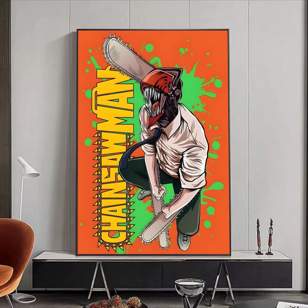 Chainsaw Man Anime Poster HD Self Adhesive Waterproof Wall Art Ideal for Home Office Dorm Bedroom Great Gift