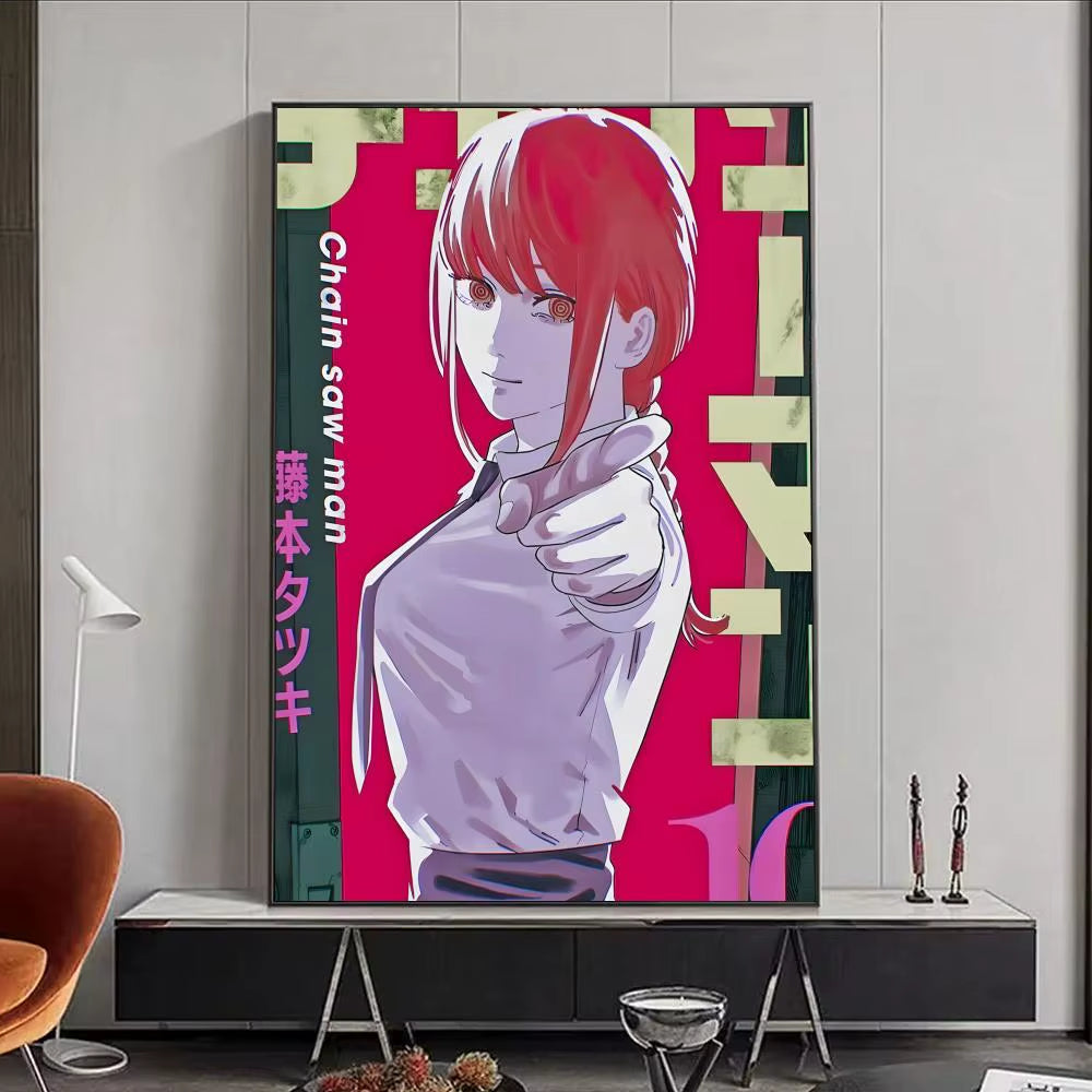 Chainsaw Man Anime Poster HD Self Adhesive Waterproof Wall Art Ideal for Home Office Dorm Bedroom Great Gift