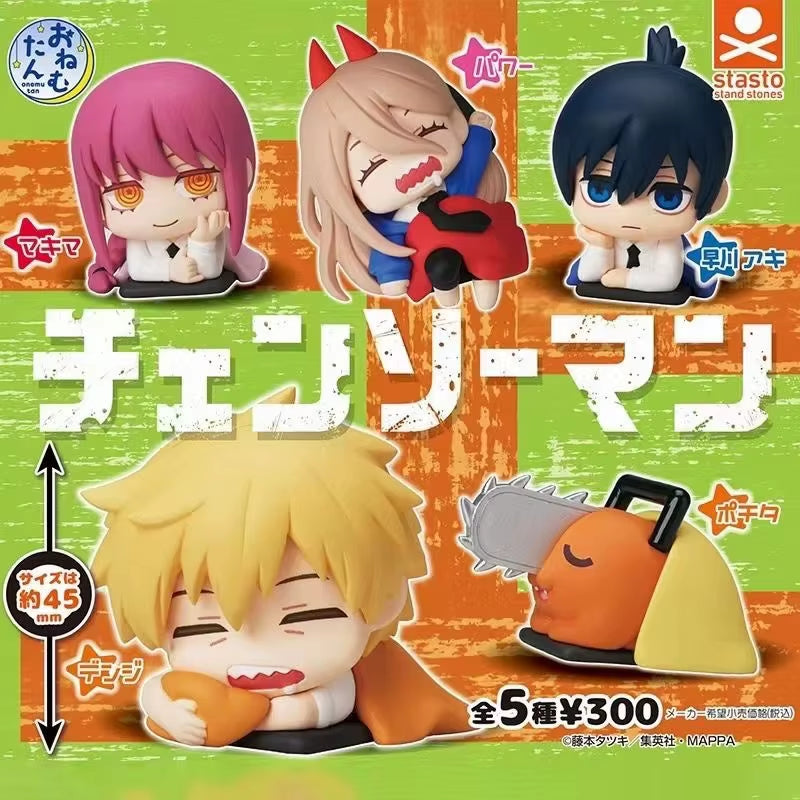 Anime Chainsaw Man Denji Figure Sleeping Position Pochita Power Makima Figure Q Verision Reze Collectile Toy Hayakawa PVC