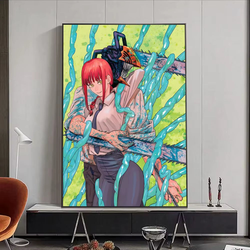 Chainsaw Man Anime Poster HD Self Adhesive Waterproof Wall Art Ideal for Home Office Dorm Bedroom Great Gift