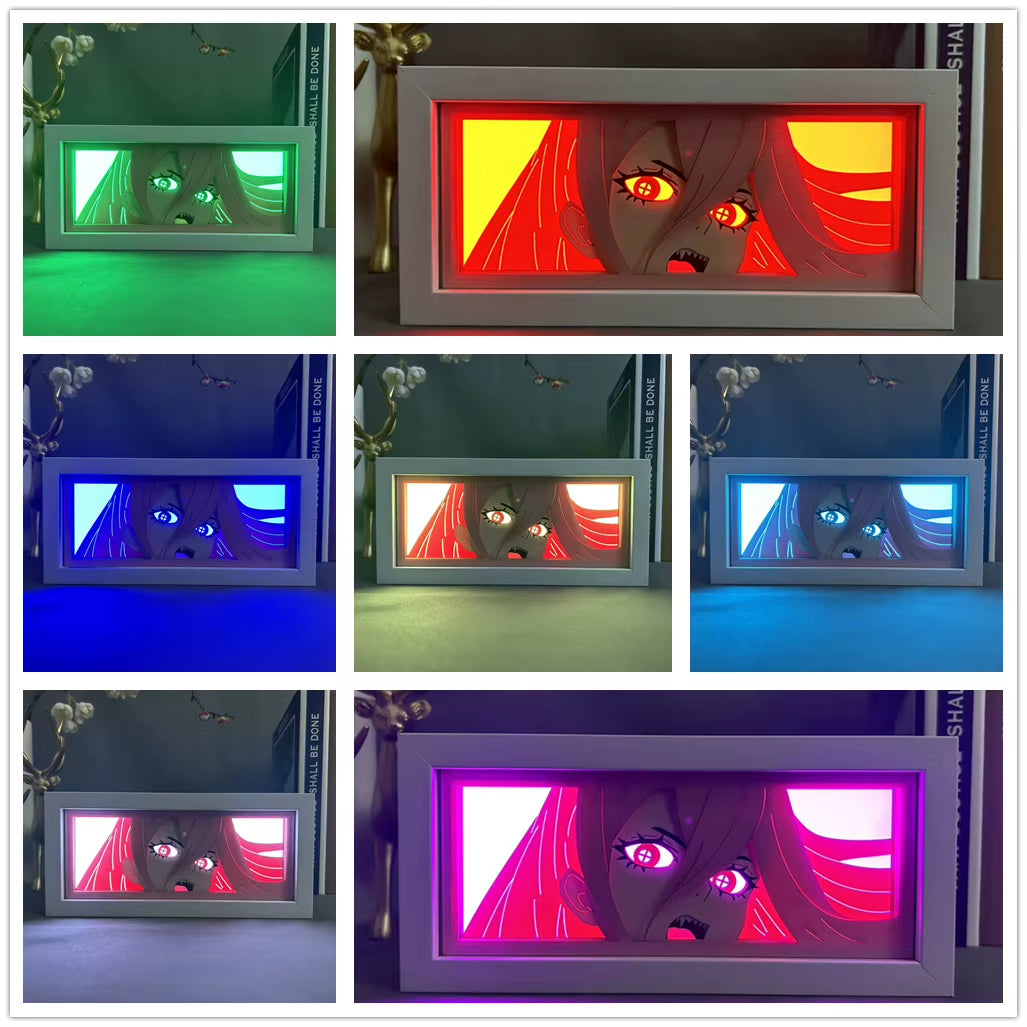 Anime Led Night Light Box Chainsaw Man Power for Hoom Decor Nightlight Paper Cut Shadow Box Manga Gifts for Girls Manga Lightbox