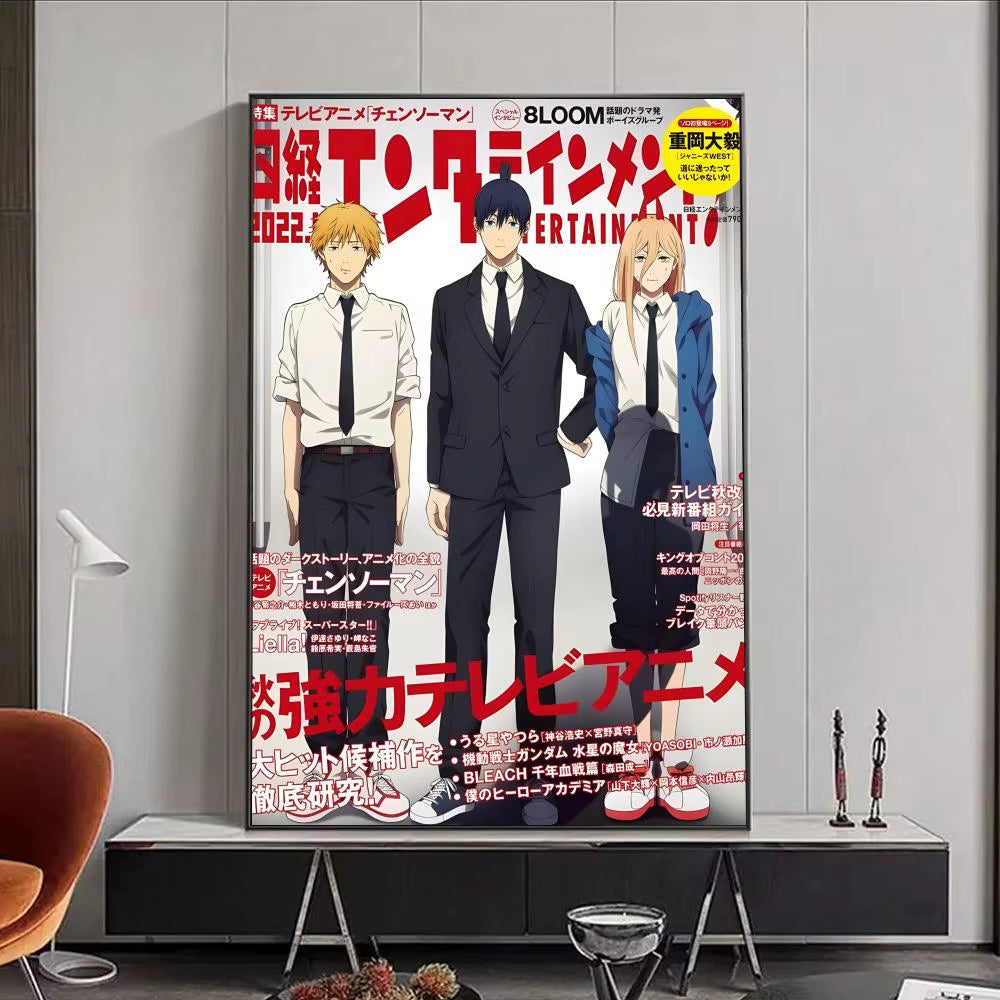 Chainsaw Man Anime Poster HD Self Adhesive Waterproof Wall Art Ideal for Home Office Dorm Bedroom Great Gift