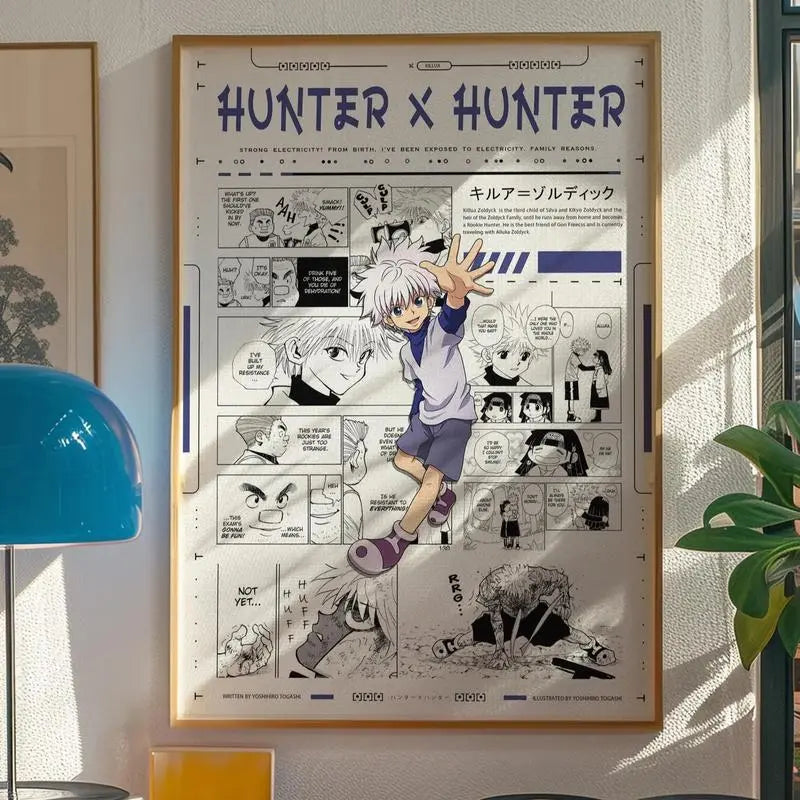 Hunter X Hunter Anime Poster - Hxh Gon Killua Poster - Hxh Poster - Hxh Anime Poster - Hunter X Hunter Wall Art - Hxh Print - Hisoka -Leoriono Frameless
