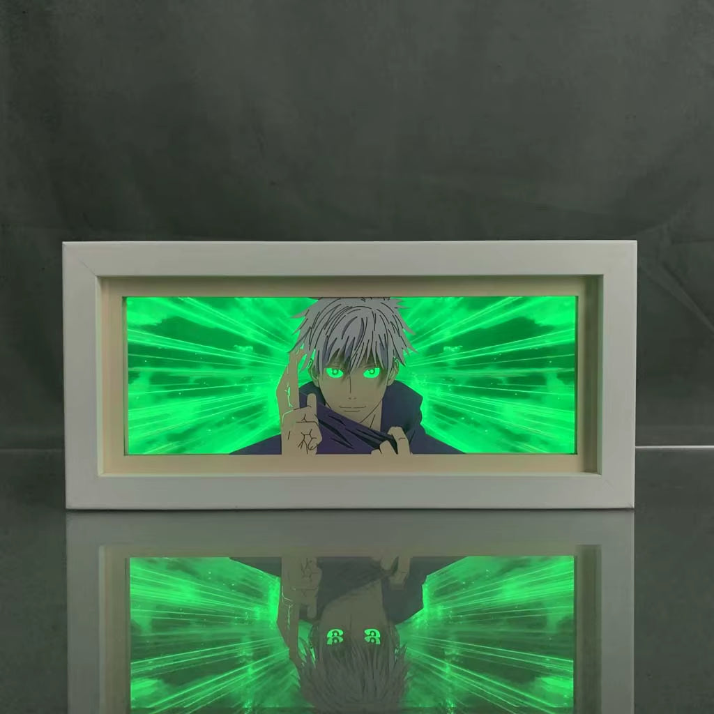 Anime LED Night Light Box Jujutsu Kaisen Satoru Gojo for Kids Room Decoration Nightlight Lightbox Manga 3D Paper Cut Desk Lamp