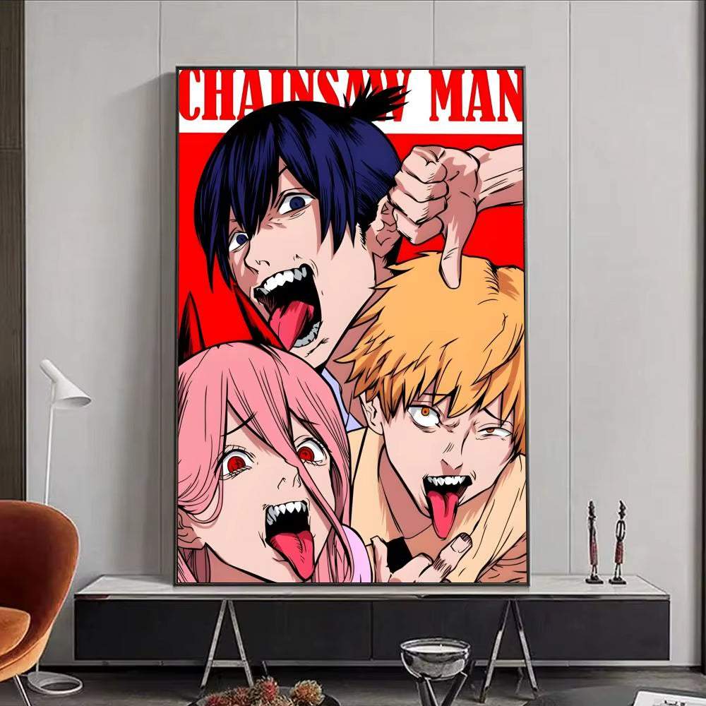 Chainsaw Man Anime Poster HD Self Adhesive Waterproof Wall Art Ideal for Home Office Dorm Bedroom Great Gift