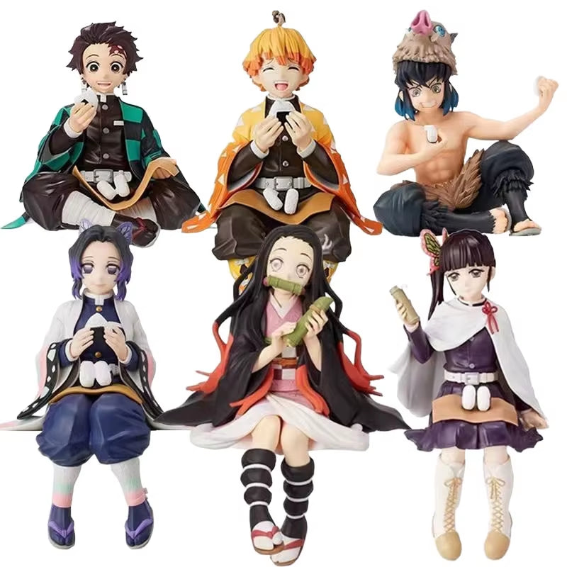 Kimetsu No Yaiba - Rice Ball Tanjiro Nezuko Zenitsu Decorations for Desktop PC Case and Car Anime Figure Model Doll Toy Gift