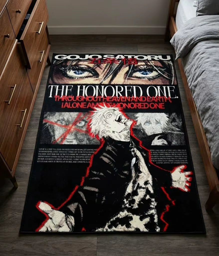 Jujutsu Kaisen Gojo Satoru Irregular Anime Rug Non-Slip Washable Area Carpet for Room Decor Fans Gift
