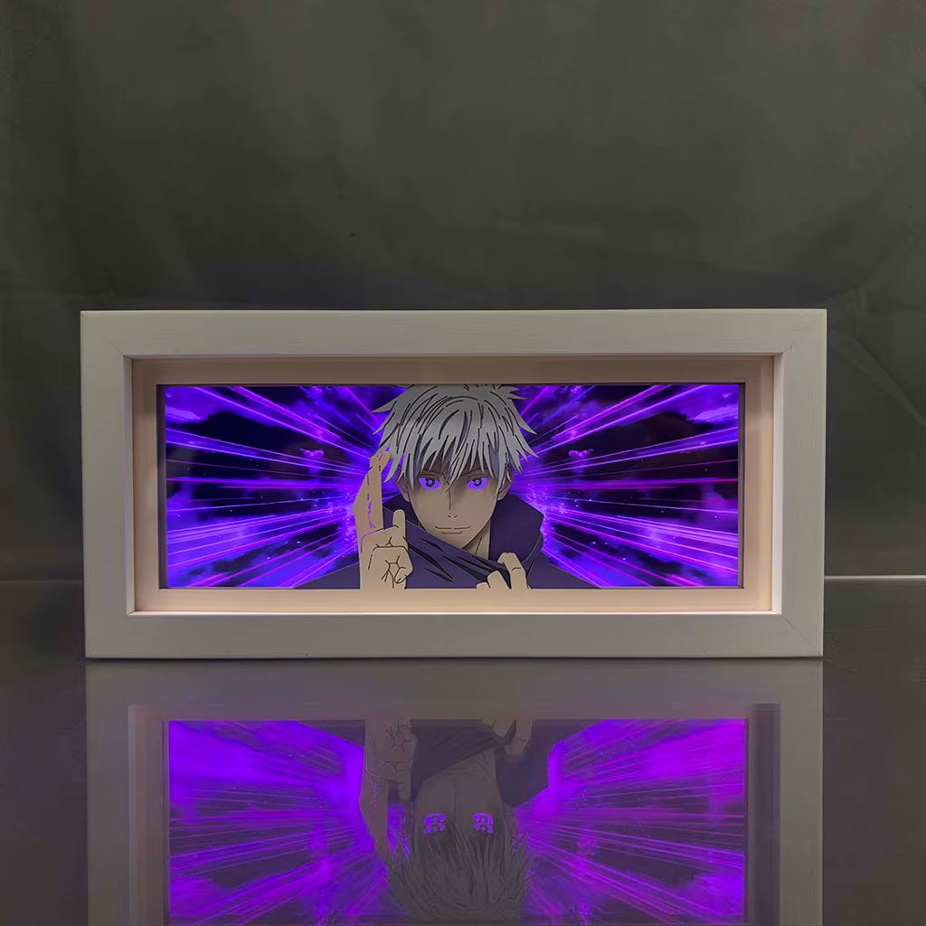 Anime LED Night Light Box Jujutsu Kaisen Satoru Gojo for Kids Room Decoration Nightlight Lightbox Manga 3D Paper Cut Desk Lamp