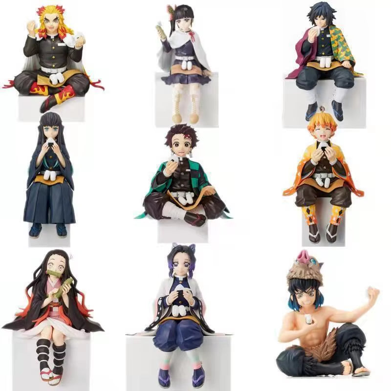 Kimetsu No Yaiba - Rice Ball Tanjiro Nezuko Zenitsu Decorations for Desktop PC Case and Car Anime Figure Model Doll Toy Gift