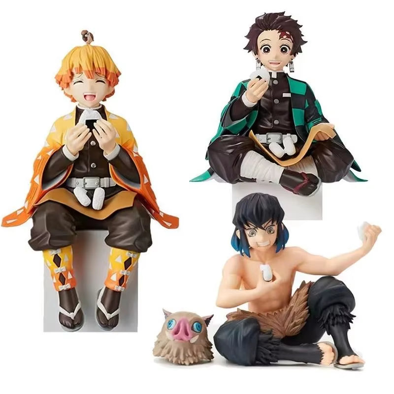 Kimetsu No Yaiba - Rice Ball Tanjiro Nezuko Zenitsu Decorations for Desktop PC Case and Car Anime Figure Model Doll Toy Gift