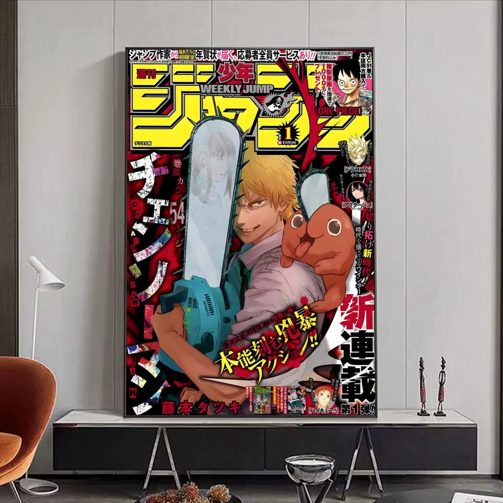 Chainsaw Man Anime Poster HD Self Adhesive Waterproof Wall Art Ideal for Home Office Dorm Bedroom Great Gift