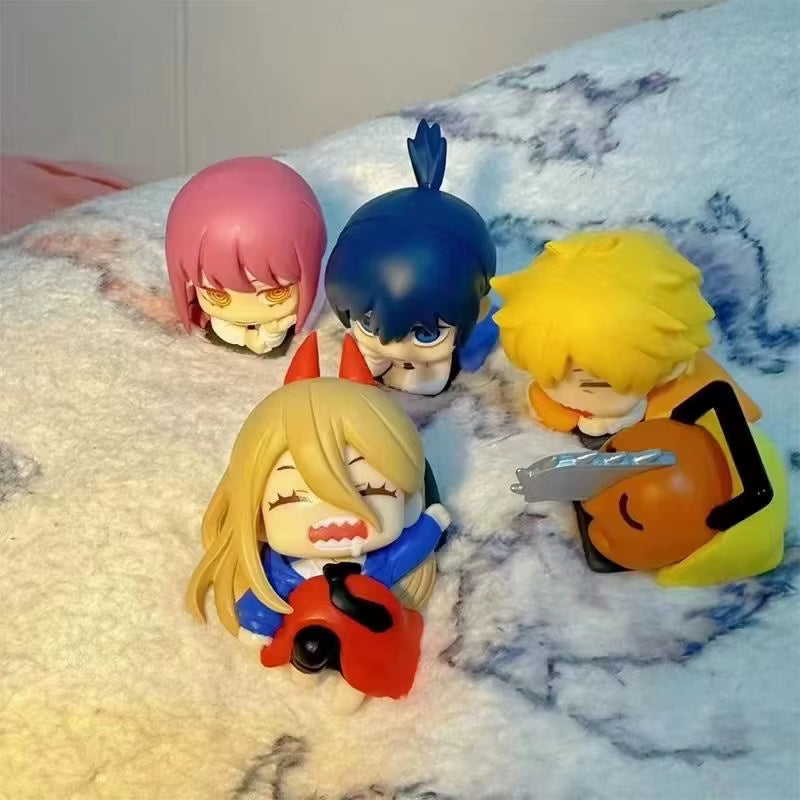 Anime Chainsaw Man Denji Figure Sleeping Position Pochita Power Makima Figure Q Verision Reze Collectile Toy Hayakawa PVC