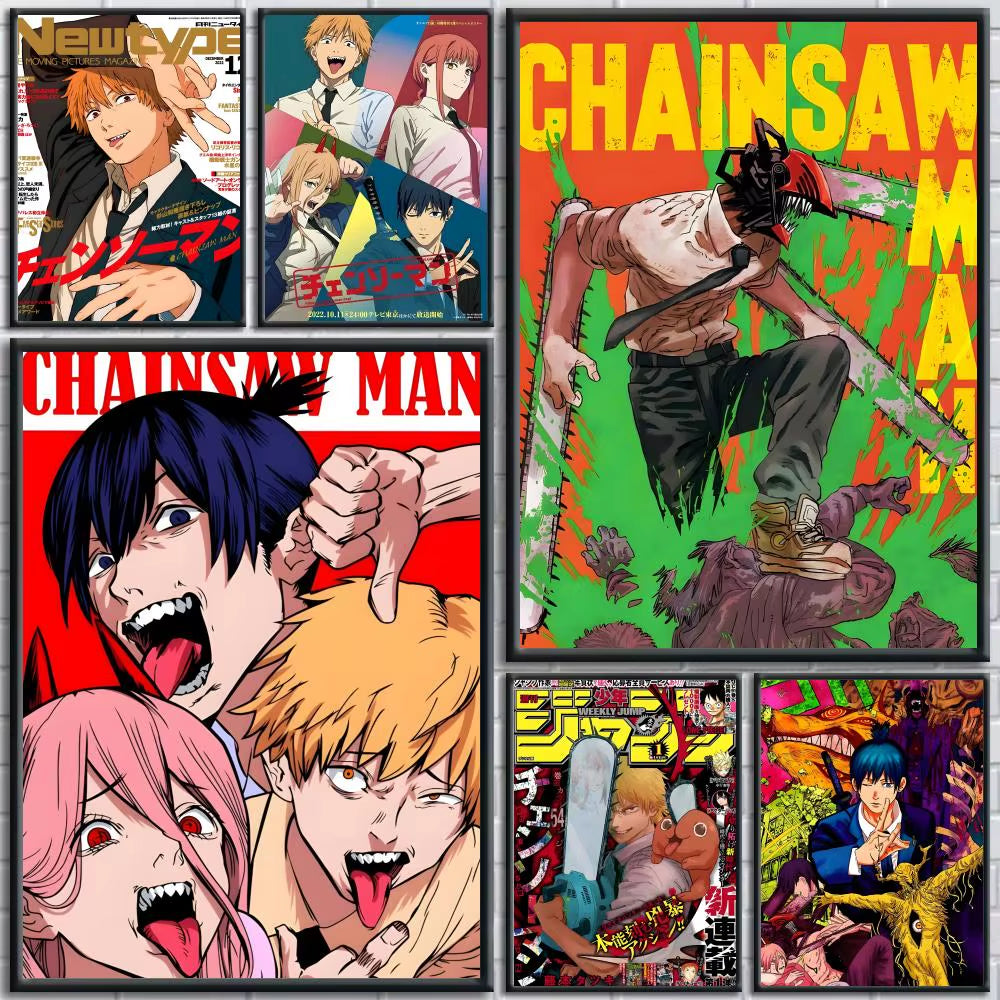 Chainsaw Man Anime Poster HD Self Adhesive Waterproof Wall Art Ideal for Home Office Dorm Bedroom Great Gift