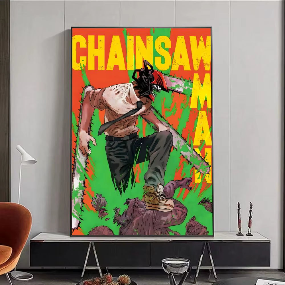 Chainsaw Man Anime Poster HD Self Adhesive Waterproof Wall Art Ideal for Home Office Dorm Bedroom Great Gift
