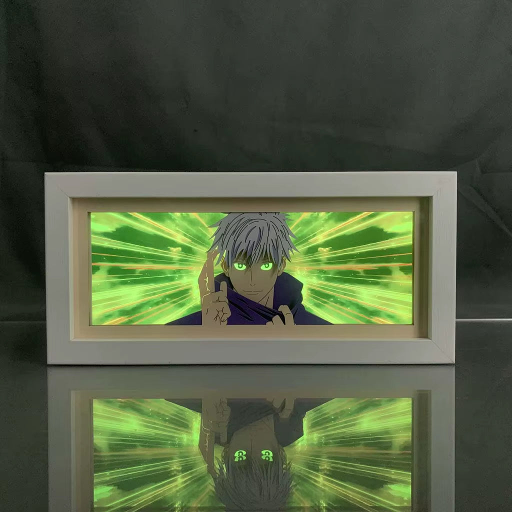 Anime LED Night Light Box Jujutsu Kaisen Satoru Gojo for Kids Room Decoration Nightlight Lightbox Manga 3D Paper Cut Desk Lamp
