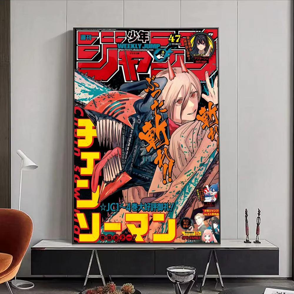Chainsaw Man Anime Poster HD Self Adhesive Waterproof Wall Art Ideal for Home Office Dorm Bedroom Great Gift