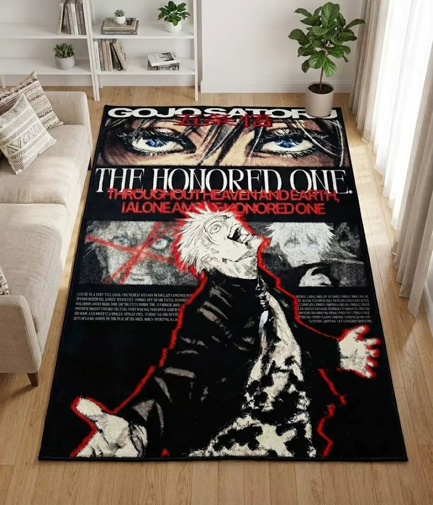 Jujutsu Kaisen Gojo Satoru Irregular Anime Rug Non-Slip Washable Area Carpet for Room Decor Fans Gift