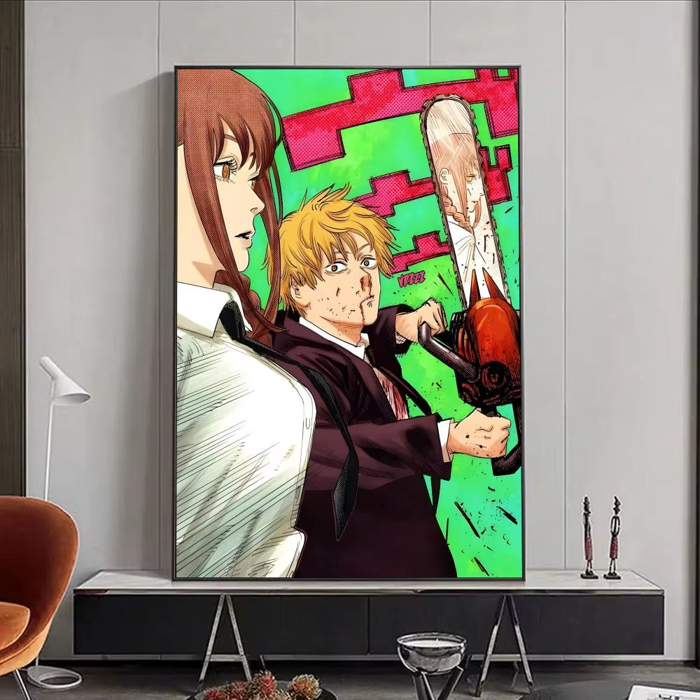 Chainsaw Man Anime Poster HD Self Adhesive Waterproof Wall Art Ideal for Home Office Dorm Bedroom Great Gift